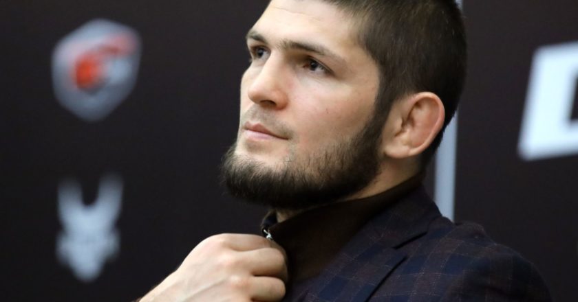 Боец смешанного стиля, чемпион абсолютного бойцовского чемпионата (UFC) в легком весе Хабиб Нурмагомедов. Виталий Тимкив / РИА Новости
