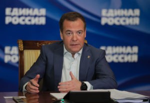 Председатель "Единой России", заместитель председателя Совета безопасности РФ Дмитрий Медведев. Екатерина Штукина / РИА Новости