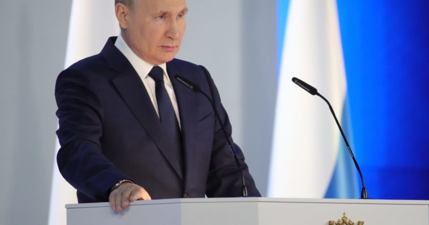 Президент РФ Владимир Путин выступает с ежегодным посланием Федеральному Собранию. Михаил Климентьев / РИА Новости