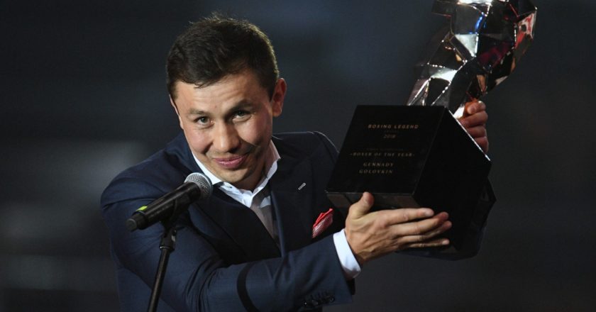 Лауреат премии "Легенда бокса" в номинации "Боксер года" чемпион мира в среднем весе по версиям WBA (Super), IBF и WBC Геннадий Головкин. Нина Зотина / РИА Новости